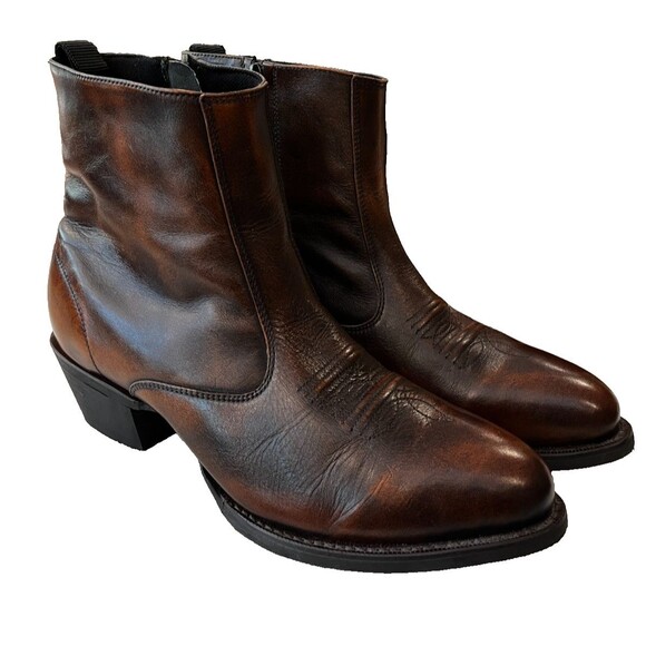 Laredo Fletcher Western Side Zip Cowboy Boots Leather 62074 Men Size 11 EW Brown - Picture 1 of 12